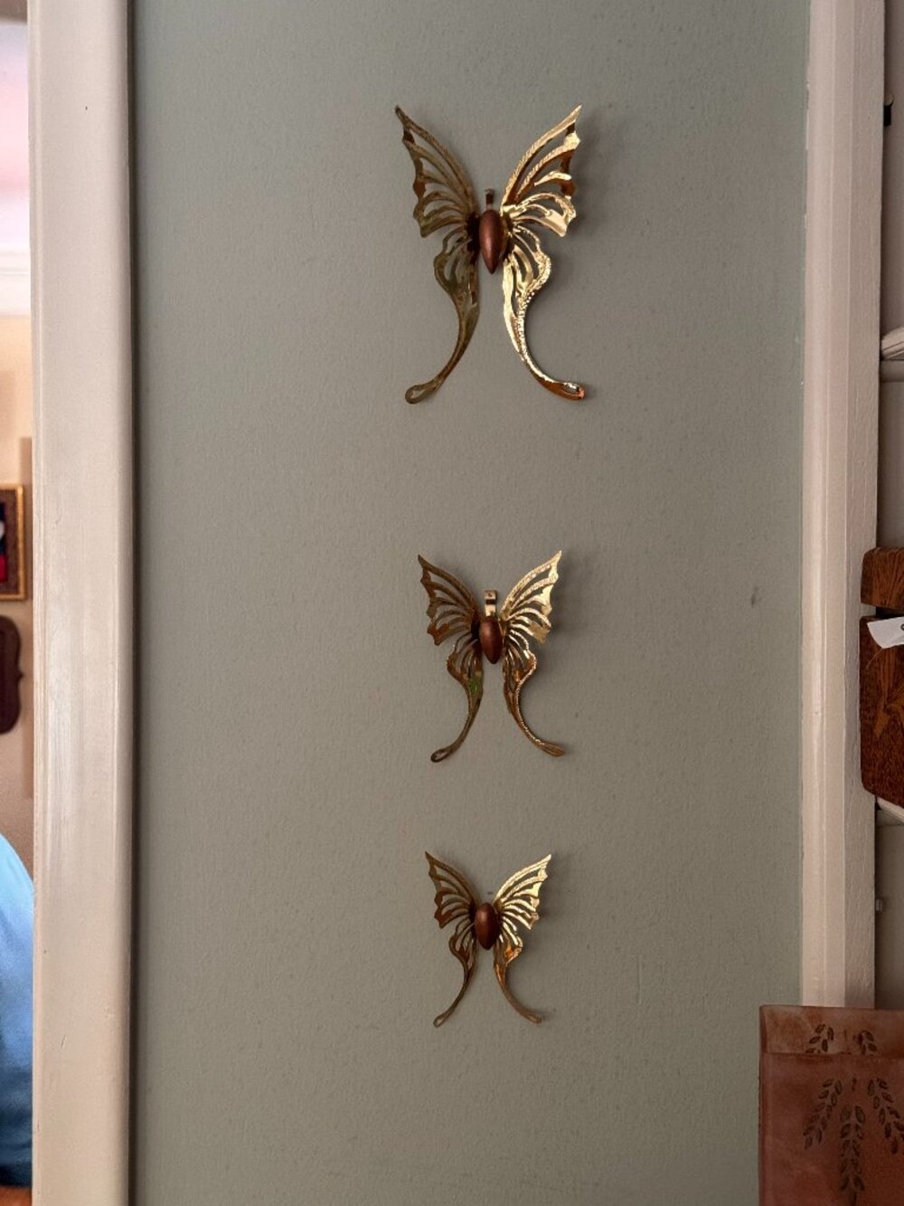 Vintage Gold Butterfly Wall Decor - Set of 3 Mid-Century Wall Han